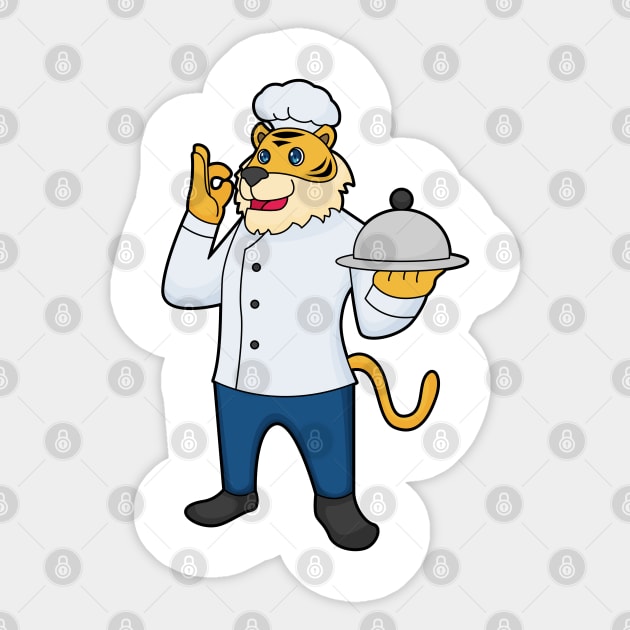 Tiger Cook Chef hat Platter Sticker by Markus Schnabel